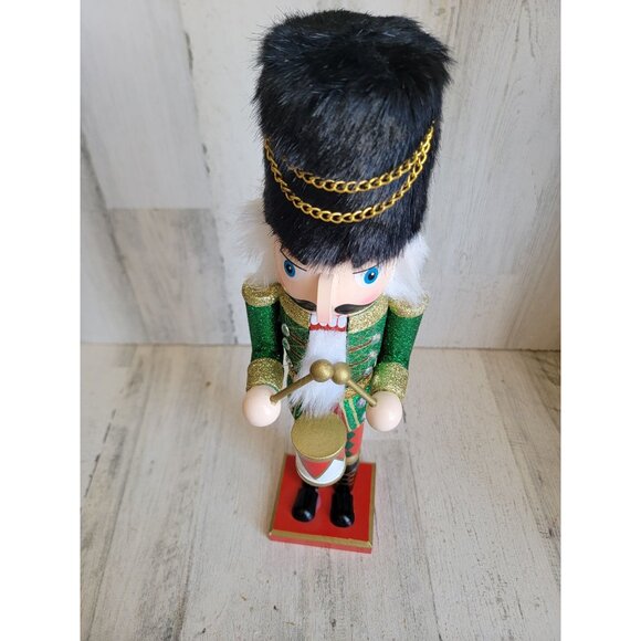 Unique 15"‎ nutcracker drummer glitter wooden home decor Xmas - Picture 1 of 8
